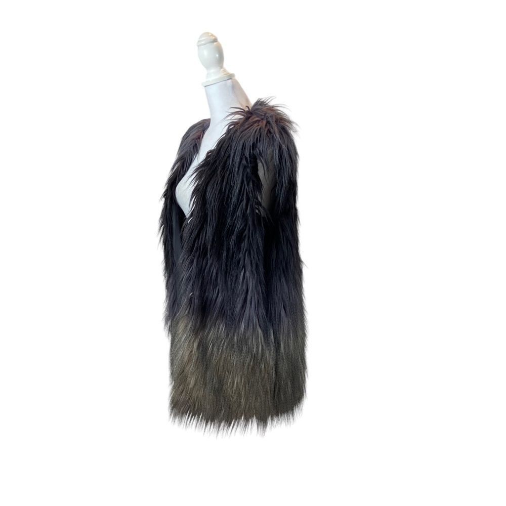 Valerie Stevens Ombré Faux Fur Open Front Vest Size Large